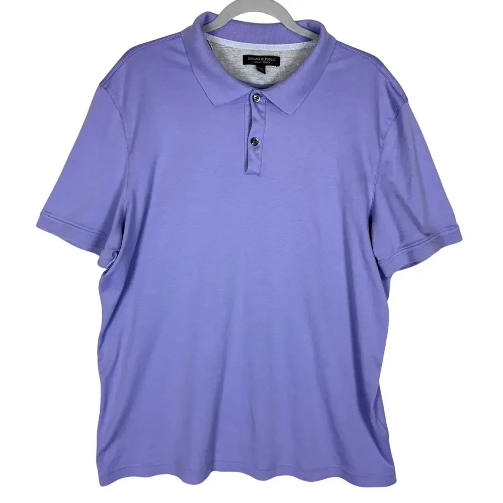Banana Republic Luxury Touch Polo Shirt Men's 2XL Purple Short Sleeve‎ Collared